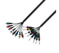 Adam Hall 3 STAR 8 Way Unbalanced 1/4" Jack TS to RCA Studio Loom Cable 3m