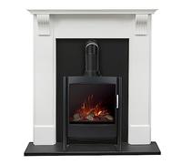 Adam Harrogate Surround in Pure White with Keston Electric Stove, 39 Inch