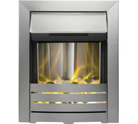 Adam - Helios Steel Brushed Inset Electric Fire Heater Heating Real Flame Effect