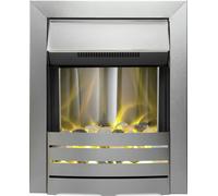 Adam - Helios Steel Brushed Inset Electric Fire Heater Heating Real Flame Effect