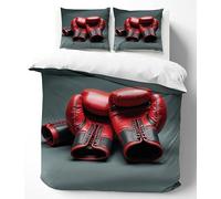 Adam Home 3D Digital Printed Boxing Gloves Duvet Cover Set With Pillowcases Home Bedroom Décor Microfiber Single Bedding Set Made in UK |Red Black Boxing Gloves