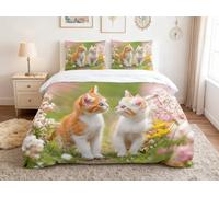 Adam Home 3D Digital Printed Cat Duvet Cover Set With Pillowcases Home Bedroom Décor Microfiber Single Bedding Set Made in UK |Ginger Kitten
