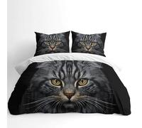 Adam Home 3D Digital Printed Cat Duvet Cover Set With Pillowcases Home Bedroom Décor Microfiber Single Bedding Set Made in UK |Black Cat