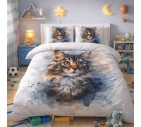 Adam Home 3D Digital Printed Cat Duvet Cover Set With Pillowcases Home Bedroom Décor Microfiber Single Bedding Set Made in UK |Tabby Cat