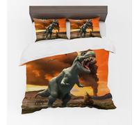 Adam Home 3D Digital Printed Dinosaurs Duvet Cover Set with Pillowcases for Kids Adults Home Bedroom Décor Microfiber Double Bedding Set Made in UK | T-Rex Roar