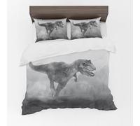 Adam Home 3D Digital Printed Dinosaurs Duvet Cover Set with Pillowcases for Kids Adults Home Bedroom Décor Microfiber Single Bedding Set Made in UK |T-Rex Noir