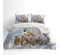 Adam Home 3D Digital Printed Wild Animal Duvet Cover With Matching Pillowcases Home Bedroom Décor Microfiber Single Bedding Set Made in UK |Polar Bear Family