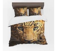 Adam Home 3D Duvet Cover Set With Pillowcases Home Bedroom Décor Digital Printed Microfiber Double Bedding Set Made in UK|Leopard Eyes