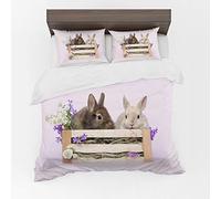 Adam Home 3D Duvet Cover Set With Pillowcases Home Bedroom Décor Digital Printed Microfiber Single Bedding Set Made in UK|Bunny Rabbits