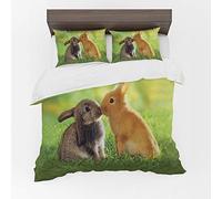 Adam Home 3D Duvet Cover Set With Pillowcases Home Bedroom Décor Digital Printed Microfiber Super King Bedding Set Made in UK|Black & Brown Rabbits