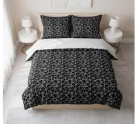 Adam Home 3D Geometric Duvet Cover Set With Pillowcases Home Bedroom Décor Digital Printed Microfiber Double Bedding Set Made in UK| Black Geometric