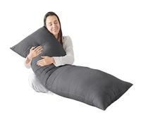 Adam Home Bolster Pillow with Charcoal Case (Double 4FT 6 Inch) Non-Allergenic Orthopedic Long Pillow for Side Sleeper, Back, Neck, Pregnancy, Maternity Support, Full Body Pillow