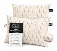 Adam Home Copper Infused Pillow Protectors 2 Pack (50 x 75 CM) - Antimicrobial Sleep Protection Zippered Pillow Cases - Durable, Breathable & Comfortable