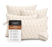 Adam Home Copper Infused Pillow Protectors 4 Pack (50 x 75 CM) - Antimicrobial Sleep Protection Zippered Pillow Cases - Durable, Breathable & Comfortable