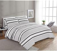 Adam Home Duvet Cover Set (Super King, Mona Grey Stripes) - Soft Quilt Cover Set - 1 Reversible Duvet Cover & 2 Pillow Covers - Cotton Blended Comforter Cover Set- Premium Quality Bedding Set
