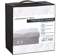 Adam Home Microfiber Quilted Mattress Topper Double Size 4 Inch / 10cm Fluffy and Hypoallergenic, Thick White, Hotel Quality Extra Soft, Deep Elasticized Corner Straps (135 x 190 + 10cm)