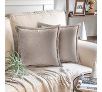 Adam Home Plain Dutch Velvet Cushion Covers (2 Pack, Grey) Soft Square Pillow Case 45CM x 45CM Throw Cushion Covers- Elegant Euro Sham cover - Decorative Sham cover for Car, Sofa, Bedroom