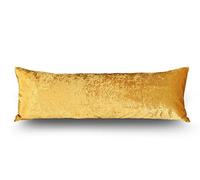 Adam Home Premium Crushed Velvet Hollowfiber Filled Bolster Pillow Non-Allergenic Orthopedic Long Pillow for Side Sleeper, Back, Neck, Maternity Support Pregnancy Pillow Mustard (Single 3FT)