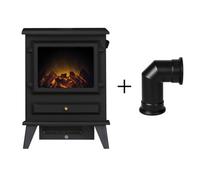 Adam Hudson Electric Stove in Black with Angled Stove Pipe