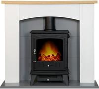 Adam Huxley in Pure White & Grey with Aviemore Electric Stove in Black, 39 Inch