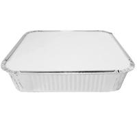 Adam Icon 10 x LARGE ALUMINIUM FOIL FOOD CONTAINERS TRAYS & 5 LIDS - Size 9" x 9" x 2"
