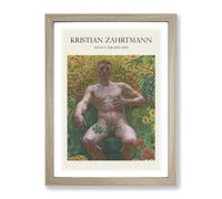 Adam In Paradise By Kristian Zahrtmann Exhibition Museum Painting Framed Print | A3 Oak Framed Wall Art | Ready to Hang | Modern Historical Picture | Living Room Bedroom Lounge Office