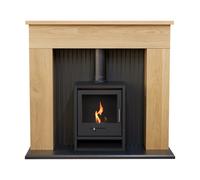 Adam Innsbruck Stove Fireplace in Oak with OKO S1 Bio Ethanol Stove in