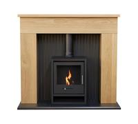 Adam Innsbruck Stove Fireplace in Oak with OKO S1 Bio Ethanol Stove in Charcoal Grey, 45 Inch