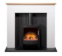 Adam Innsbruck Stove Fireplace in Pure White with Keston Electric Stove, 45 Inch