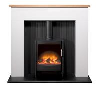 Adam Innsbruck Stove Fireplace in Pure White with Keston Electric Stove, 45 Inch