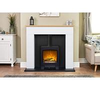 Adam Innsbruck Stove Fireplace in Pure White with Lunar Electric Stove in Charcoal Grey, 45 Inch