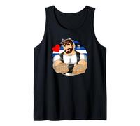 Adam Likes Crossing Arms - Leather Flag Tank Top