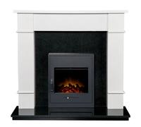 Adam Linton Fireplace With Downlights In Pure White & Granite With Oslo Electric Fire, 48 Inch