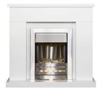 Adam Lomond Fireplace in Pure White with Helios Electric Fire in Brushed Steel, 39 Inch