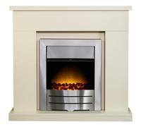 Adam Lomond Fireplace In Stone Effect & Colorado Brushed Steel Electric Fire, 39 Inch