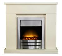 Adam Lomond Fireplace in Stone Effect & Colorado Brushed Steel Electric Fire, 39 Inch