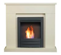 Adam Lomond Fireplace in Stone Effect with Colorado Bio Ethanol Fire in Black, 39 Inch