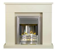 Adam Lomond Fireplace in Stone Effect with Helios Electric Fire in Brushed Steel, 39 Inch