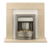 Adam Malmo Electric Fireplace Suite Oak with Helios Electric Fire, 2000 Watt