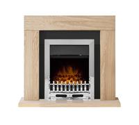 Adam Malmo Fireplace in Oak & Black with Blenheim Electric Fire in Chrome, 39 Inch