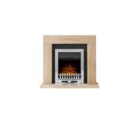 Malmo Fireplace in Oak & Black with Blenheim Electric Fire in Chrome, 39 Inch Adam Fires & Fireplaces Grey One Size