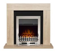 Malmo Fireplace in Oak & Black with Blenheim Electric Fire in Chrome, 39 Inch Adam Fires & Fireplaces Grey One Size