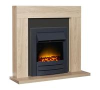 Adam Malmo Fireplace in Oak & Black with Colorado Electric Fire, 39 Inch