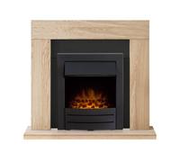 Adam Malmo Fireplace in Oak & Black with Colorado Electric Fire in Black, 39 Inch