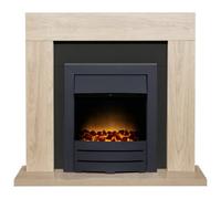 Adam Malmo Fireplace In Oak & Black With Colorado Electric Fire In Black, 39 Inch