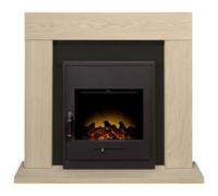 Adam Malmo Fireplace in Oak & Black with Oslo Electric Inset Stove, 39 Inch