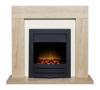 Adam Malmo Fireplace In Oak & Cream With Colorado Electric Fire In Black, 39 Inch