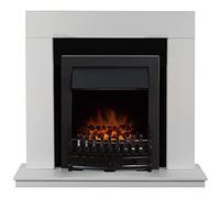 Adam Malmo Fireplace in White & Black/White with Blenheim Electric Fire in Black, 39 Inch
