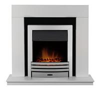 Adam Malmo Fireplace in White & Black/White with Eclipse Electric Fire in Chrome, 39 Inch