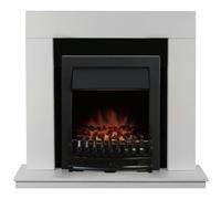 Adam Malmo Fireplace in White & Black with Blenheim Electric Fire in Black, 39 Inch - White and Black